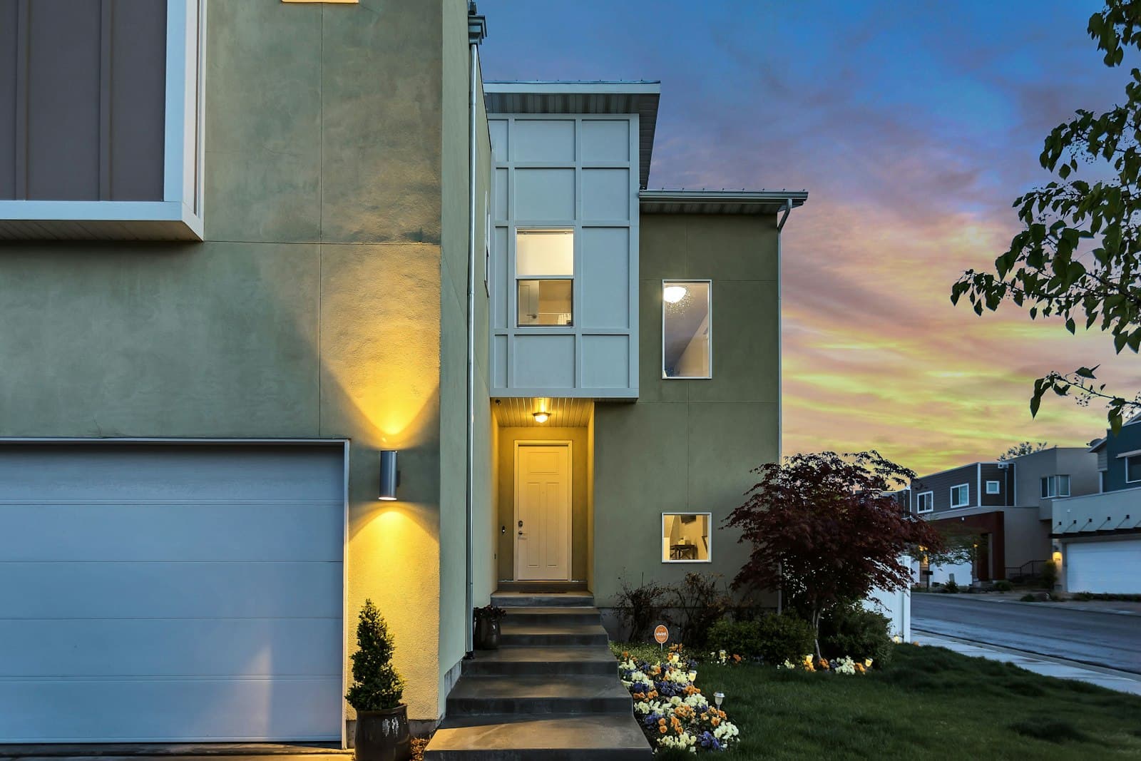 Traditional house with a landscaped front yard