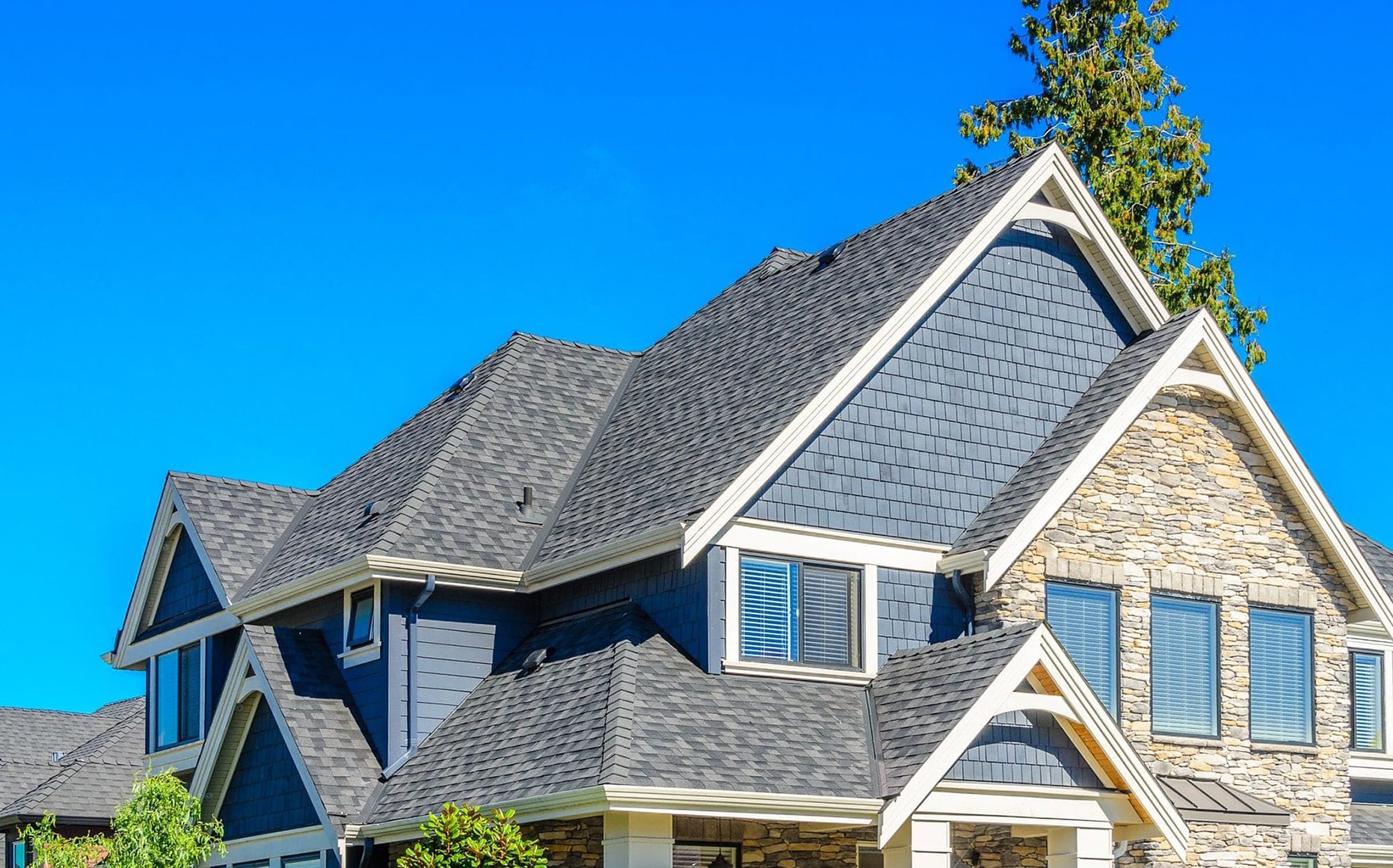 Residential home with a finished roof